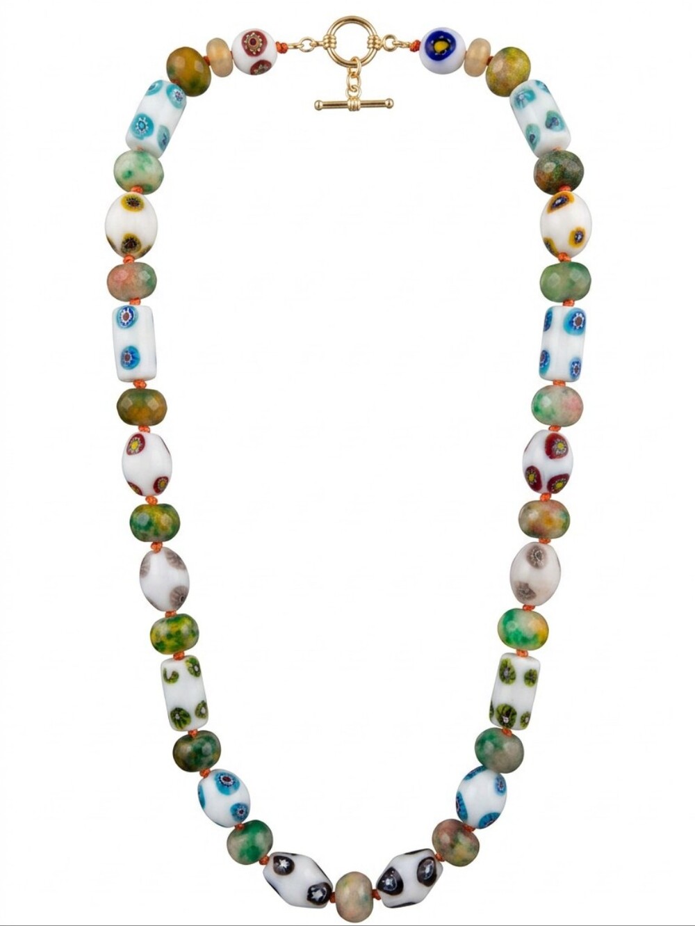Hand Knotted Rainbow Jade White Flower Glass Beads Aprilsplace Orginal Golden 🐔